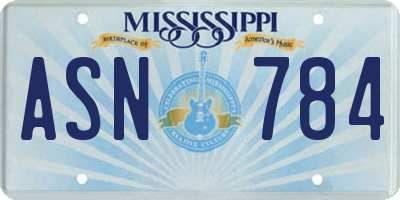 MS license plate ASN784