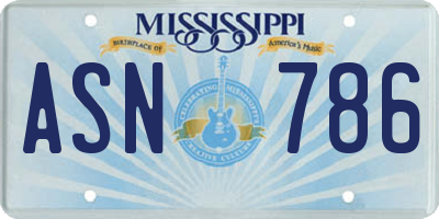 MS license plate ASN786