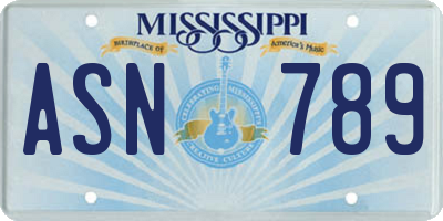 MS license plate ASN789