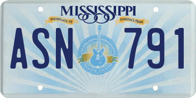 MS license plate ASN791