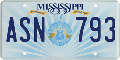 MS license plate ASN793