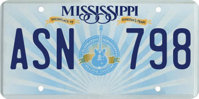 MS license plate ASN798