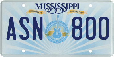 MS license plate ASN800