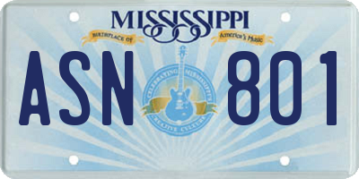 MS license plate ASN801