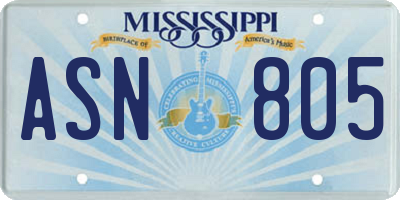 MS license plate ASN805