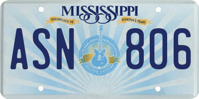 MS license plate ASN806