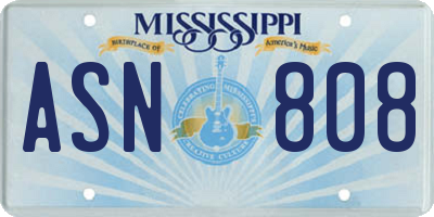 MS license plate ASN808