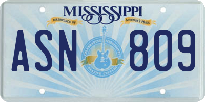 MS license plate ASN809