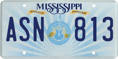 MS license plate ASN813