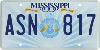 MS license plate ASN817