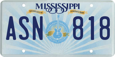 MS license plate ASN818