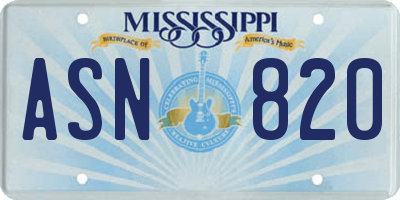 MS license plate ASN820