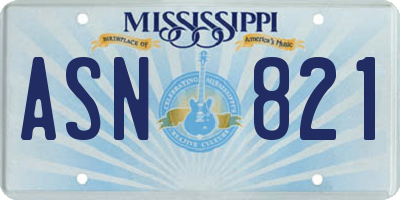 MS license plate ASN821