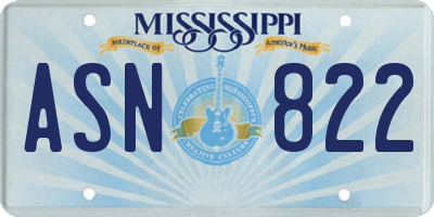 MS license plate ASN822
