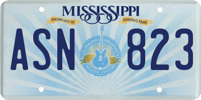 MS license plate ASN823