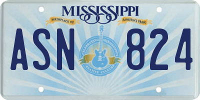 MS license plate ASN824