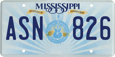 MS license plate ASN826