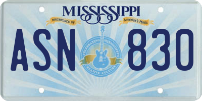 MS license plate ASN830