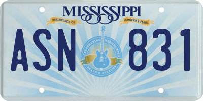 MS license plate ASN831