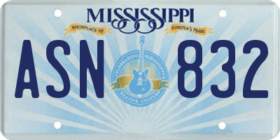 MS license plate ASN832