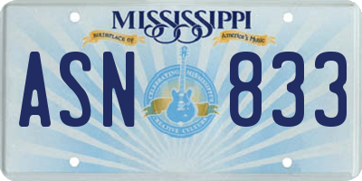 MS license plate ASN833