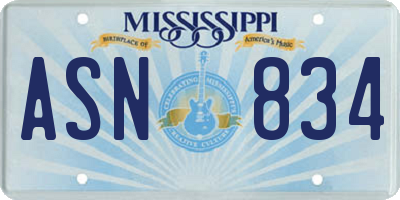 MS license plate ASN834