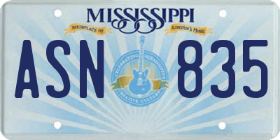 MS license plate ASN835
