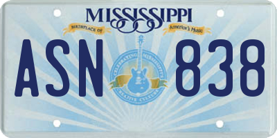 MS license plate ASN838