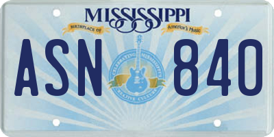 MS license plate ASN840