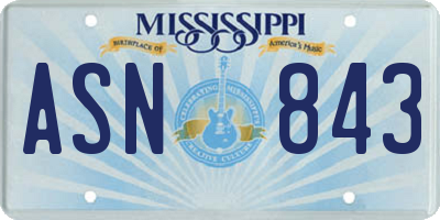 MS license plate ASN843