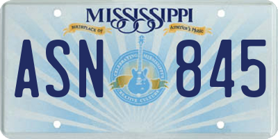MS license plate ASN845