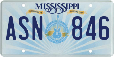 MS license plate ASN846