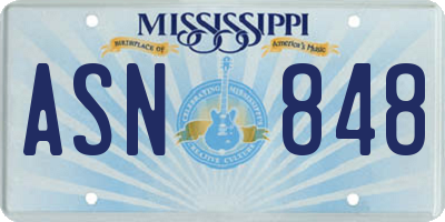 MS license plate ASN848