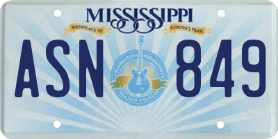 MS license plate ASN849