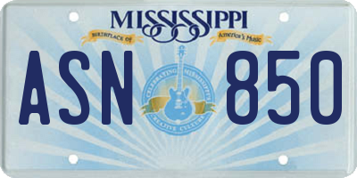 MS license plate ASN850