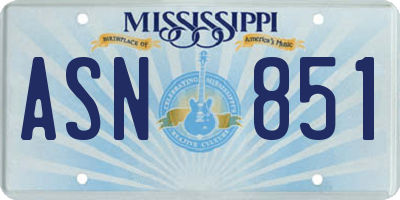 MS license plate ASN851