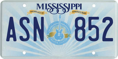 MS license plate ASN852