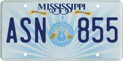 MS license plate ASN855