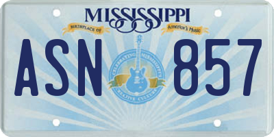 MS license plate ASN857