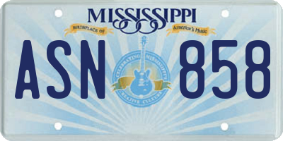 MS license plate ASN858