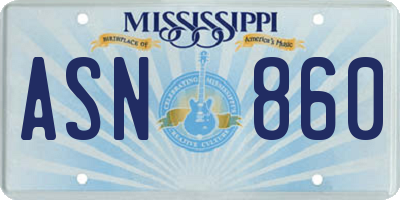 MS license plate ASN860