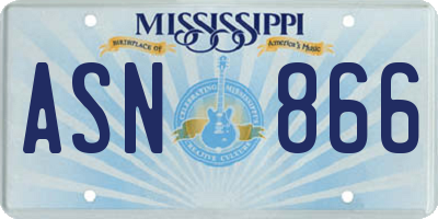 MS license plate ASN866