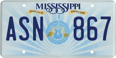 MS license plate ASN867