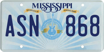 MS license plate ASN868