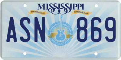 MS license plate ASN869