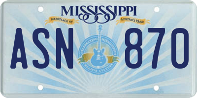 MS license plate ASN870