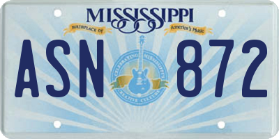 MS license plate ASN872