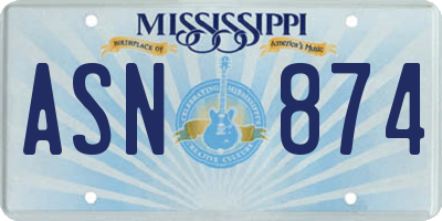 MS license plate ASN874