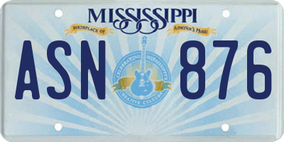 MS license plate ASN876