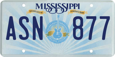 MS license plate ASN877